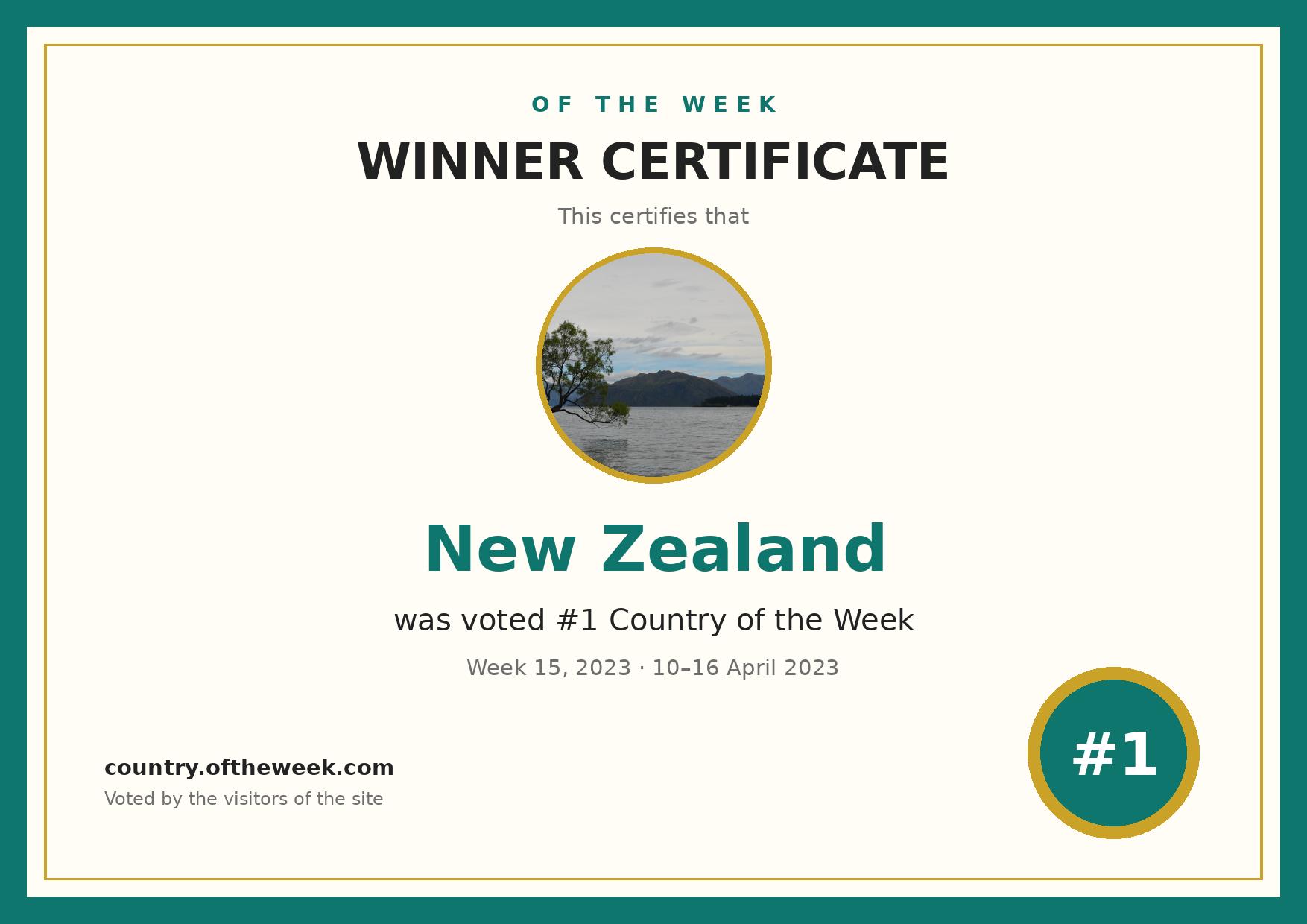 Certificate — New Zealand