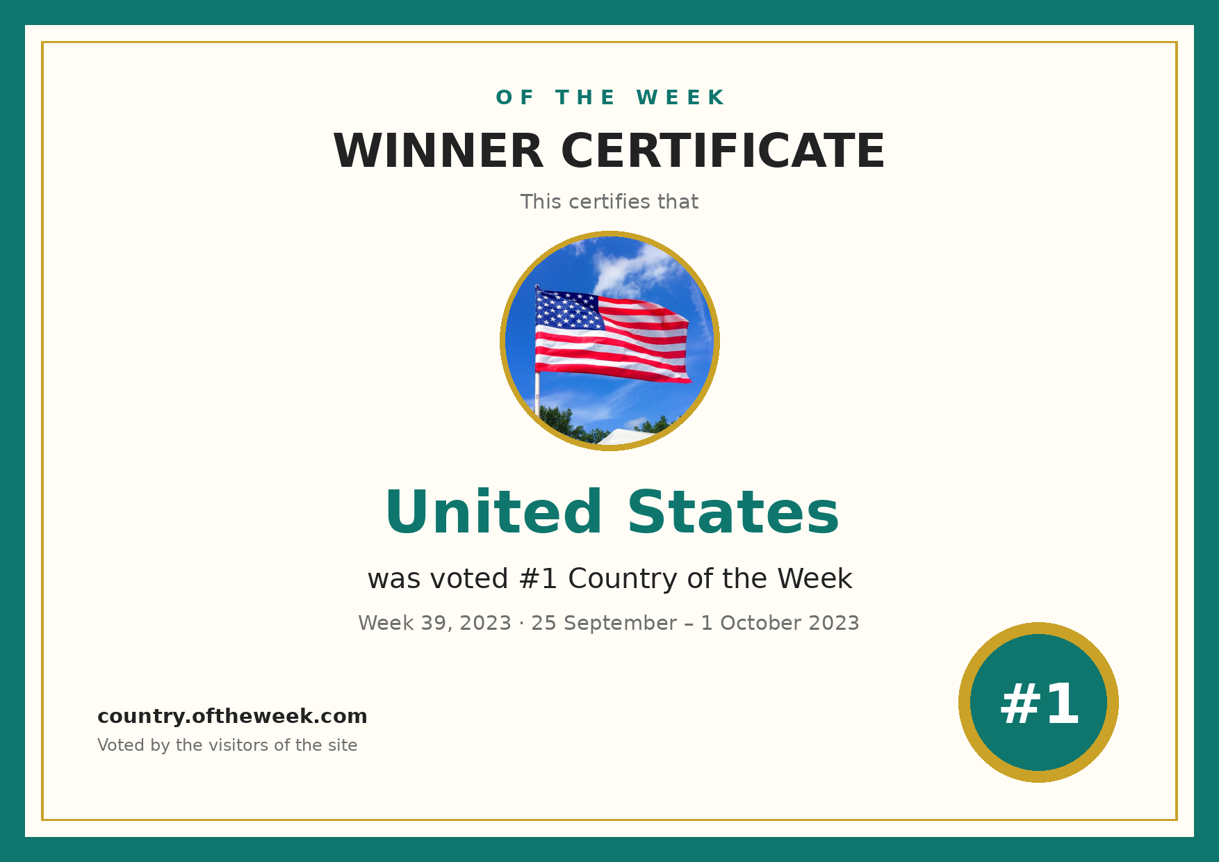 Certificate — United States