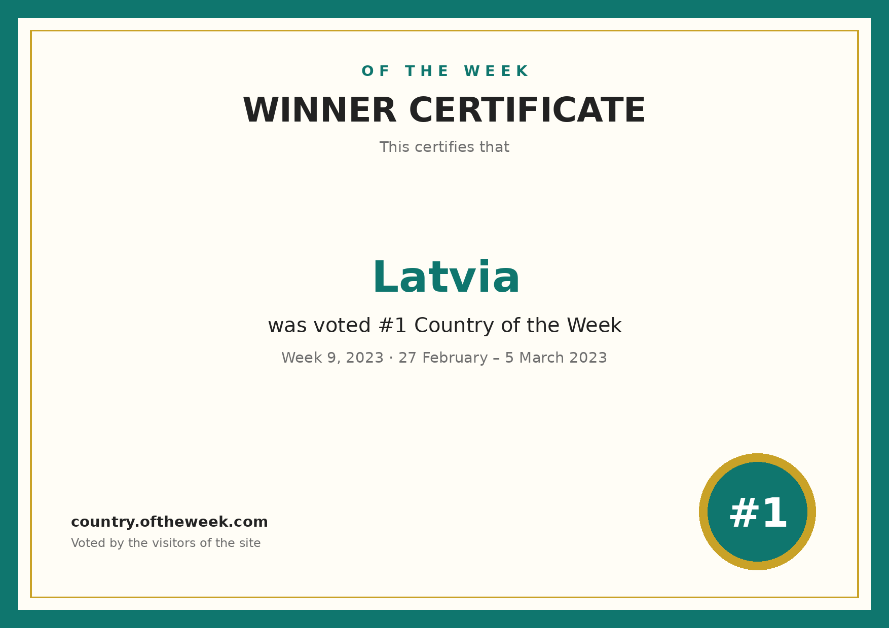 Certificate — Latvia